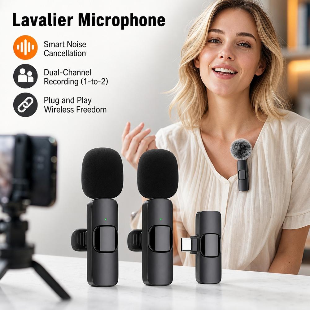 Wireless Lavalier Microphone Dual Receiver - Wireless Lavalier Microphone Outdoor Recording Noise