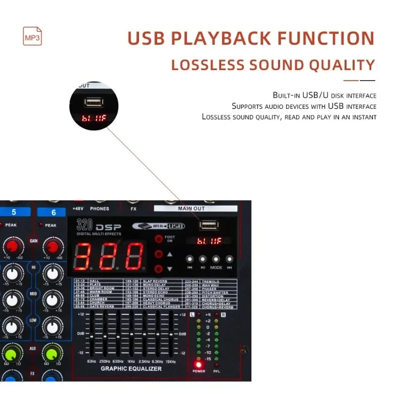 Karaoke Amplifier Mixer Bluetooth - LXR12 12-Channel Bluetooth Digital Microphone Sound