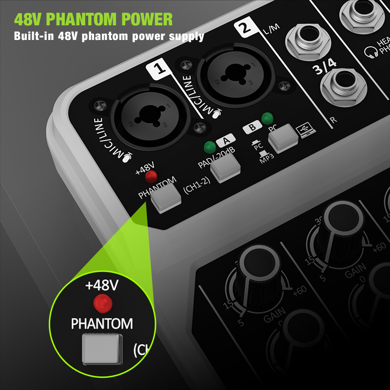 4-Channel Audio Mixer Console  - Karaoke Amplifier Mixer Bluetooth 评论和价格