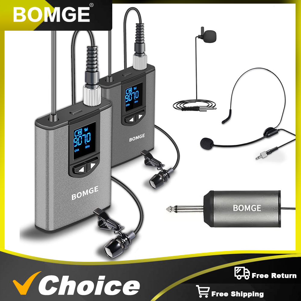 BOMGE Dual Wireless Microphone - Wireless Lavalier Microphone Dual Receiver 评论和价格