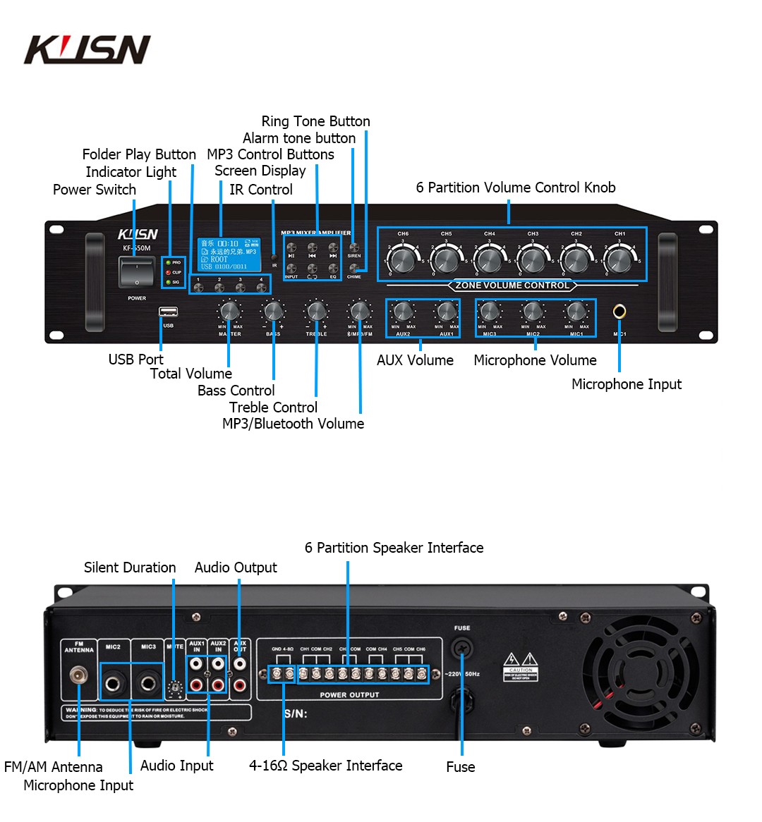 6 Zone 180W 100V Powered Ampli - Karaoke Amplifier Mixer Bluetooth 评论和价格