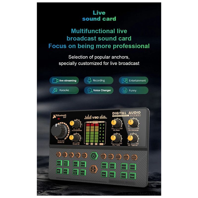 Y47A V90 Sound Card, Professio - Bluetooth Karaoke Microphone Handheld 评论和价格