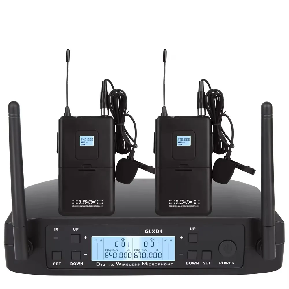 GLXD4 Professional Wireless Mi - Wireless Lavalier Microphone Dual Receiver 评论和价格