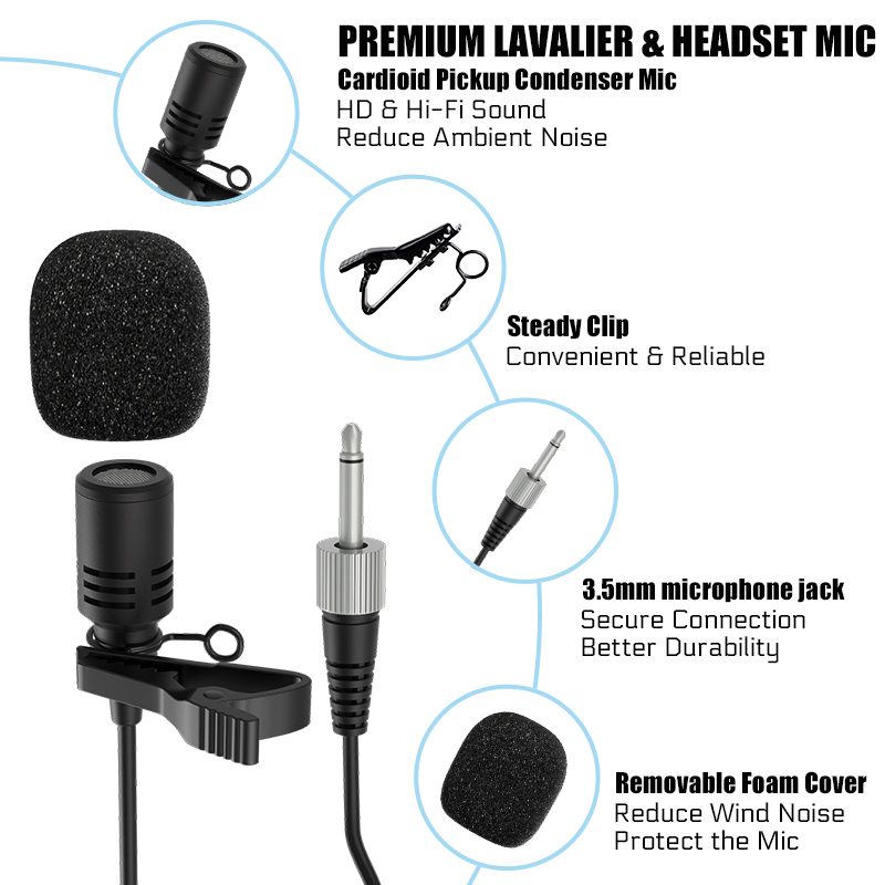 Dual Wireless Microphone Syste - Wireless Lavalier Microphone Dual Receiver 评论和价格