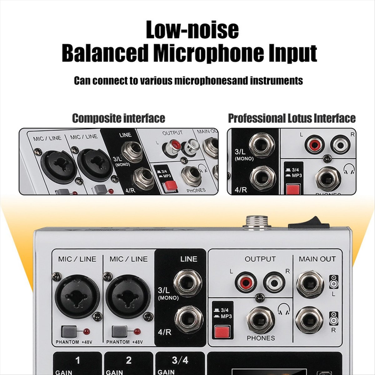 DTC5 4 Channels Audio Mixer Po - Karaoke Amplifier Mixer Bluetooth 评论和价格
