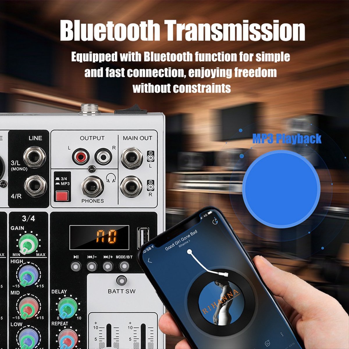 DTC5 4 Channels Audio Mixer Po - Karaoke Amplifier Mixer Bluetooth 评论和价格