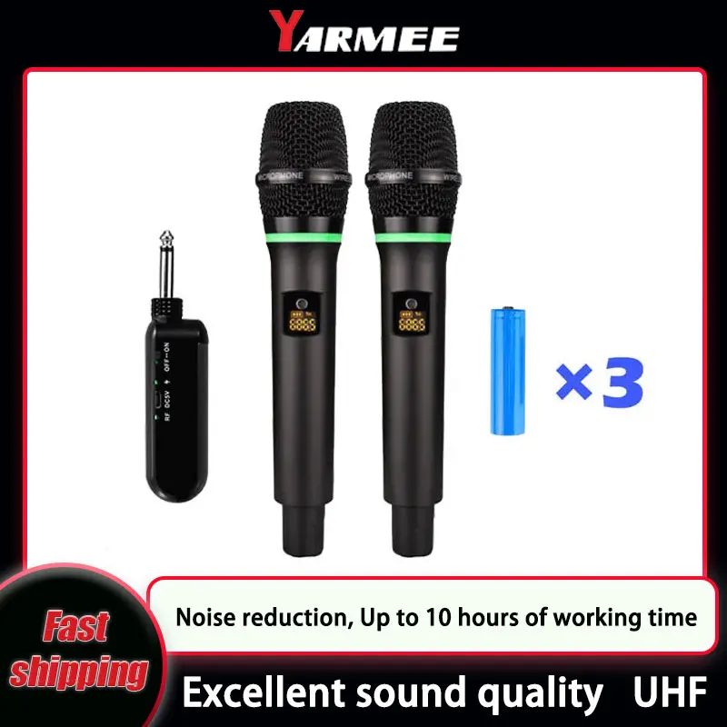 YARMEE UHF Wireless Microphone - Rechargeable Wireless Mic Lithium Battery 评论和价格