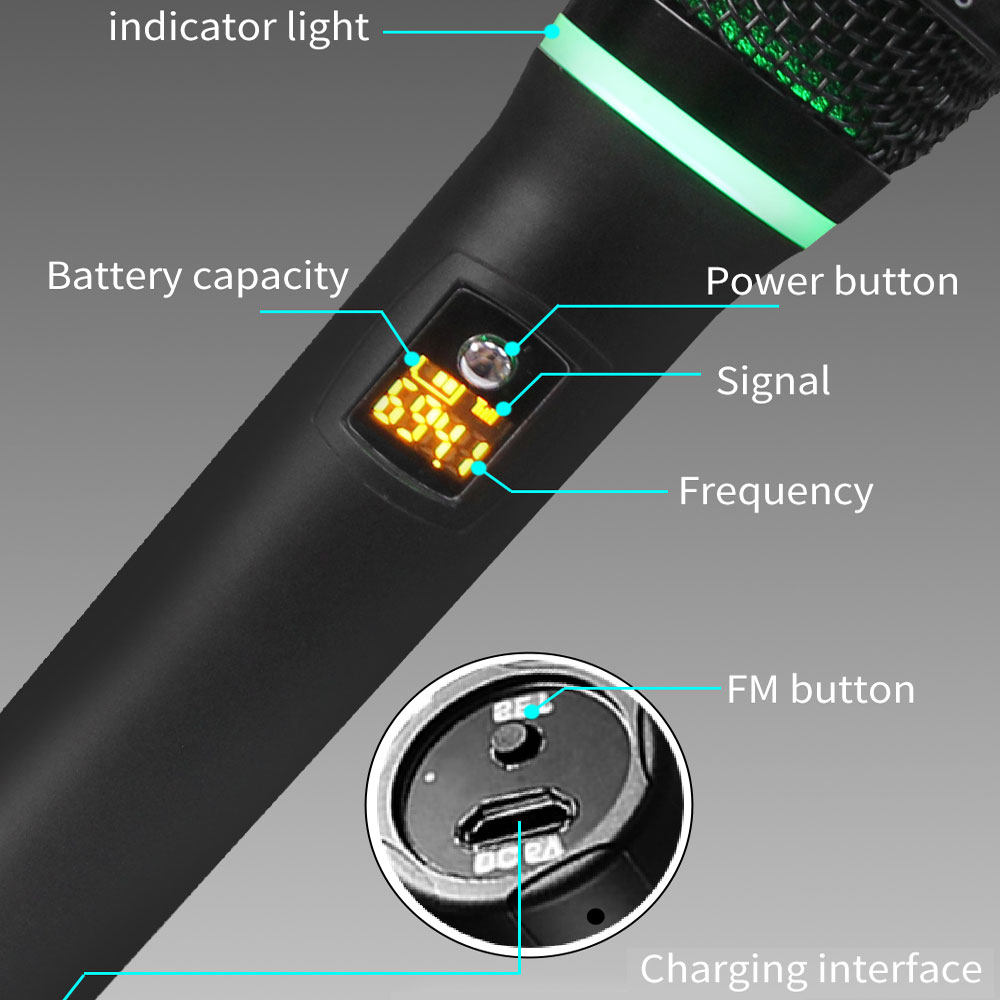 YARMEE UHF Wireless Microphone - Rechargeable Wireless Mic Lithium Battery 评论和价格