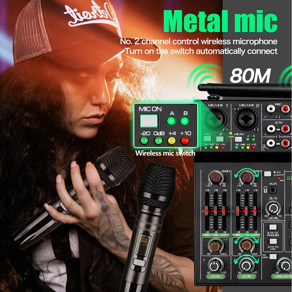 DGNOG 4 Channel Audio Mixer US - Karaoke Amplifier Mixer Bluetooth 评论和价格