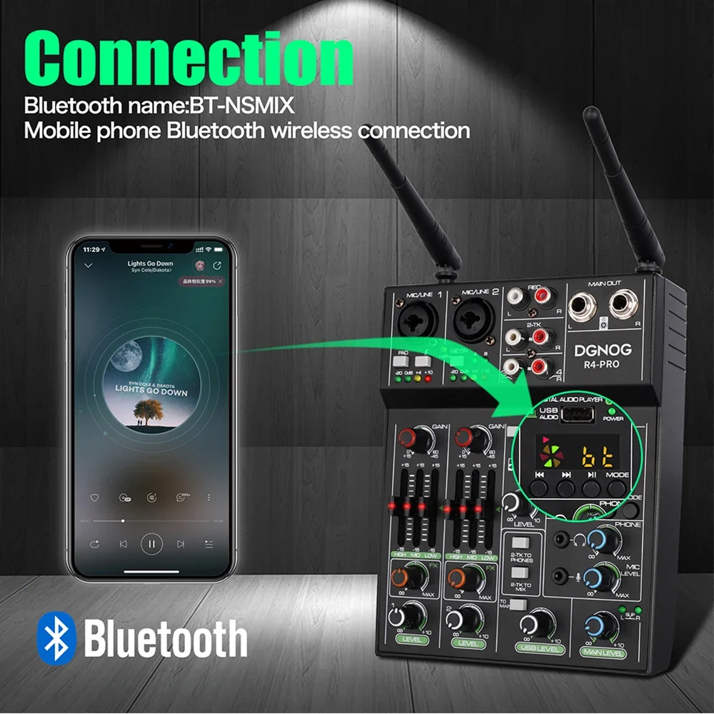 DGNOG 4 Channel Audio Mixer US - Karaoke Amplifier Mixer Bluetooth 评论和价格