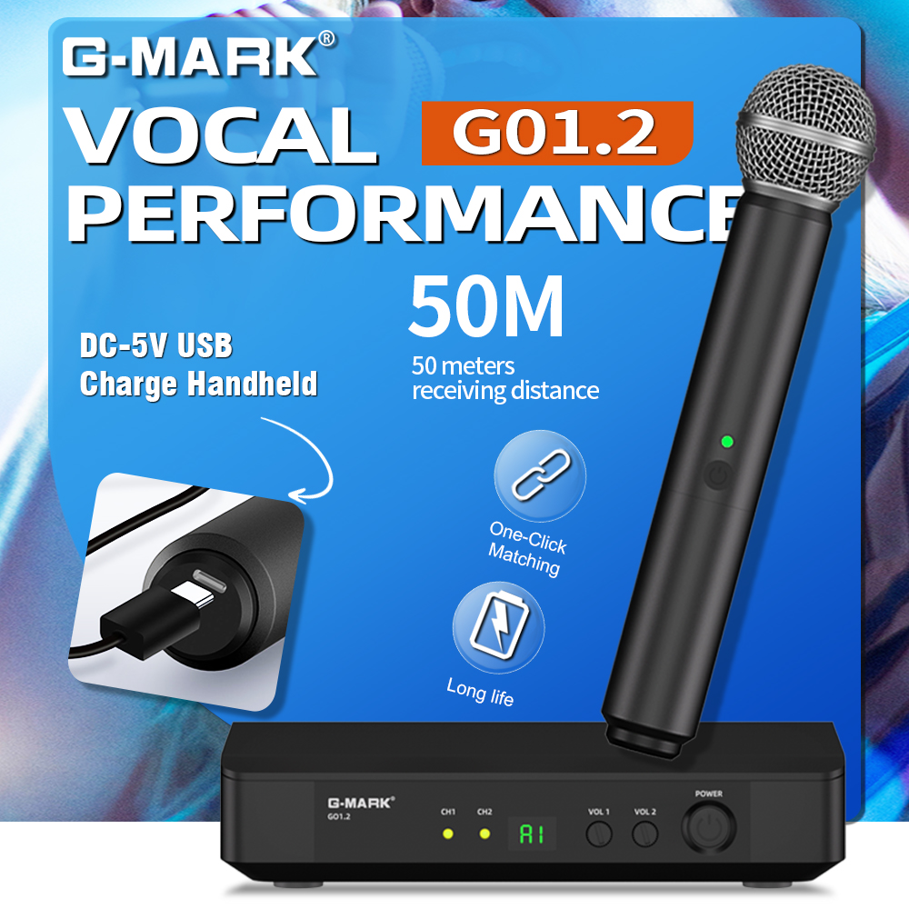G-MARK UHF Wireless Microphone - Rechargeable Wireless Mic Lithium Battery 评论和价格