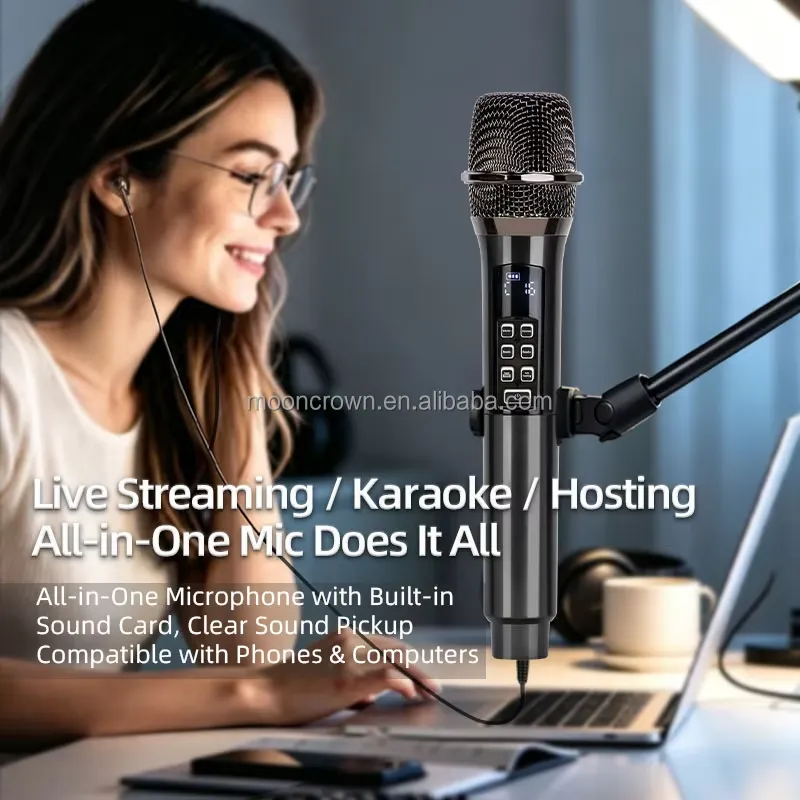 BOLRZO Sound card wireless dyn - Bluetooth Karaoke Microphone Handheld 评论和价格