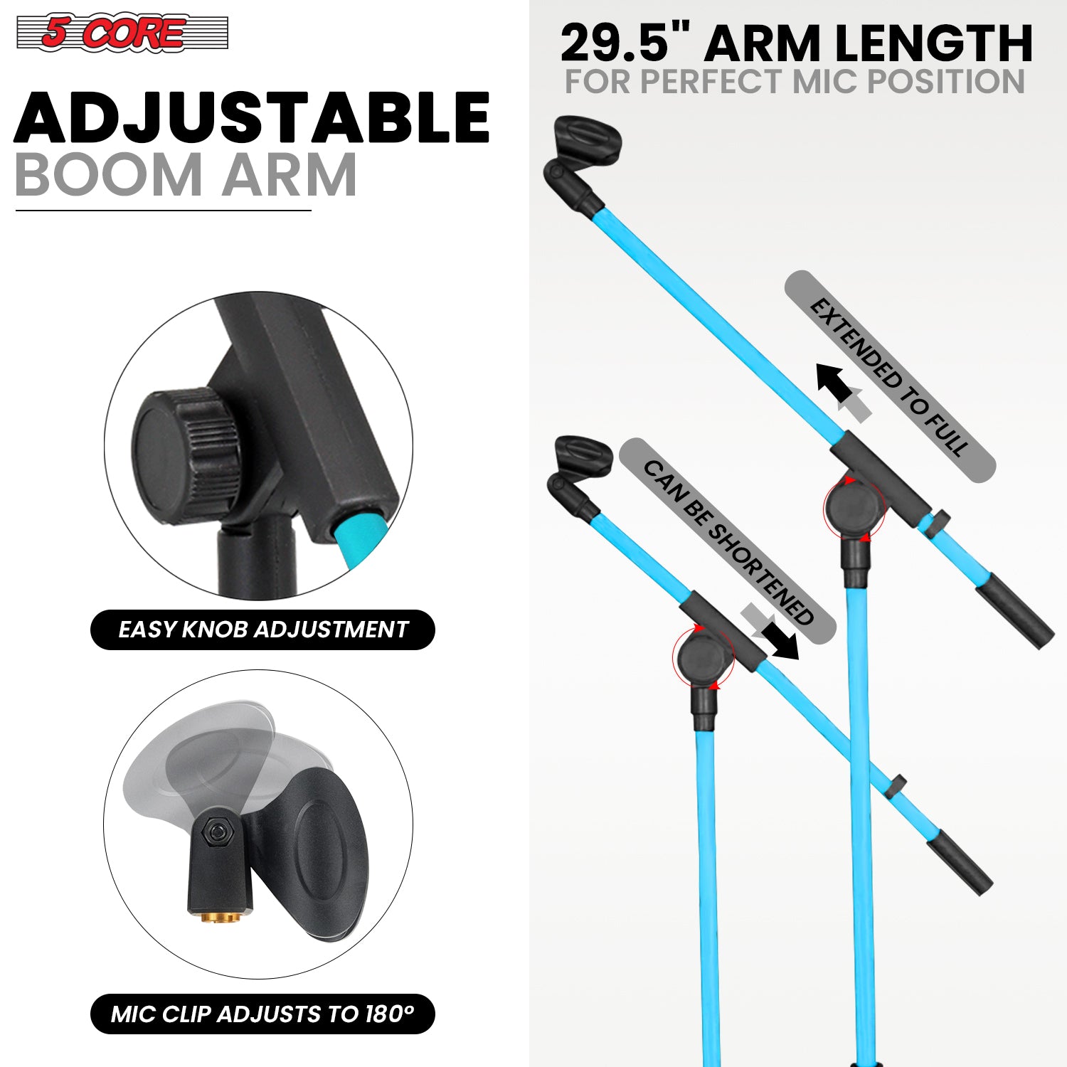 5 Core Tripod Mic Stand Adjust - Microphone Stand Boom Arm Floor 评论和价格