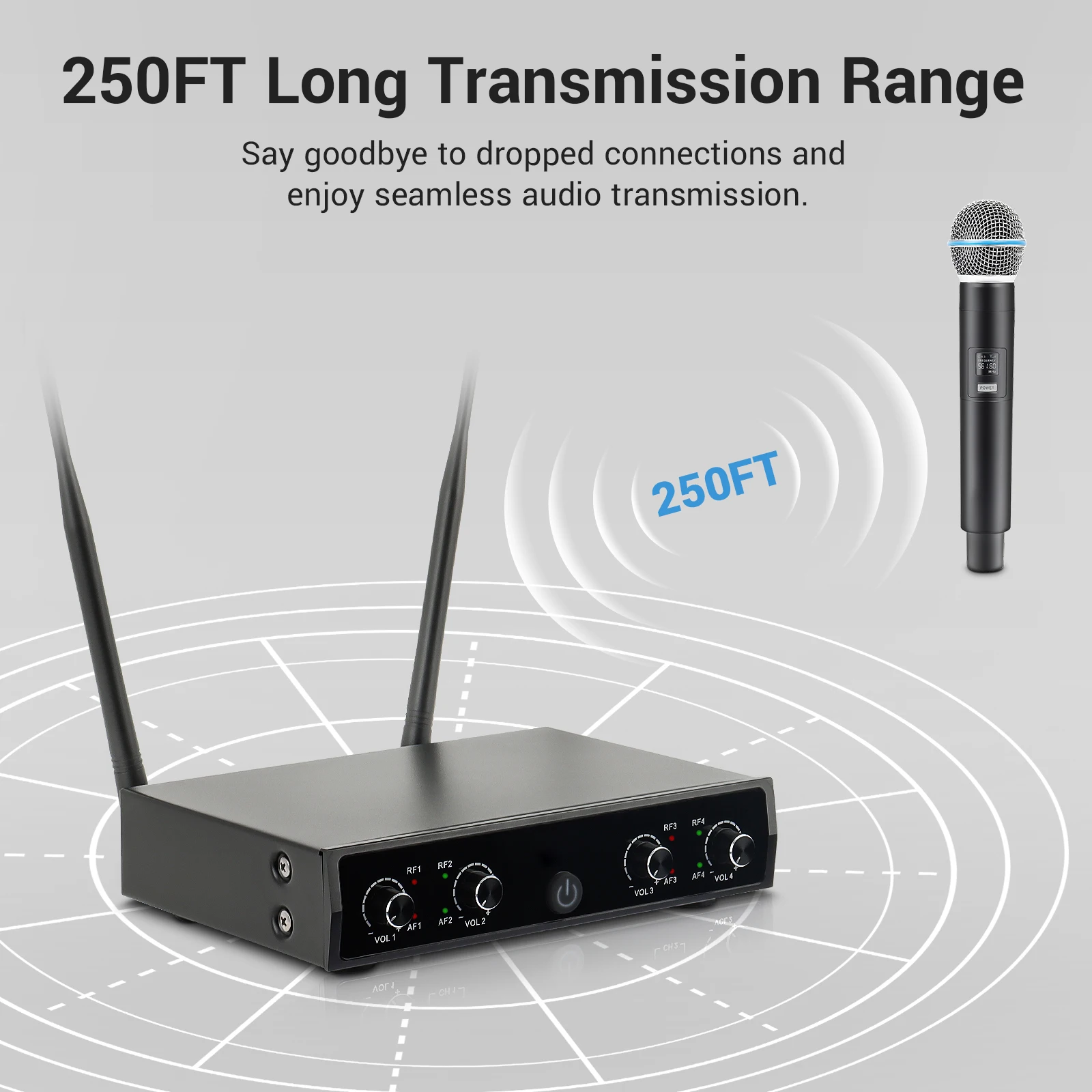 Metal UHF Wireless Microphone  - Wireless Lavalier Microphone Dual Receiver 评论和价格