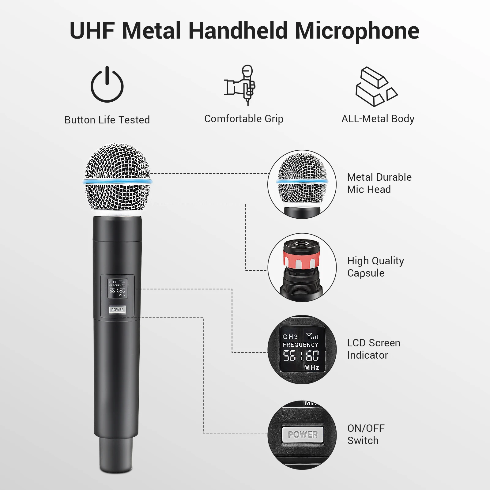 Metal UHF Wireless Microphone  - Wireless Lavalier Microphone Dual Receiver 评论和价格