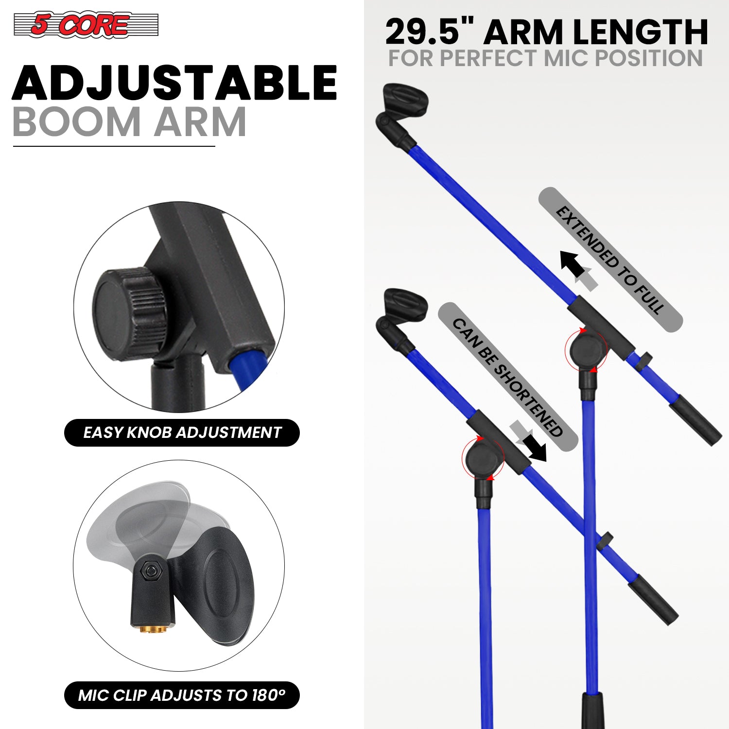 5 Core Tripod Mic Stand Adjust - Microphone Stand Boom Arm Floor 评论和价格