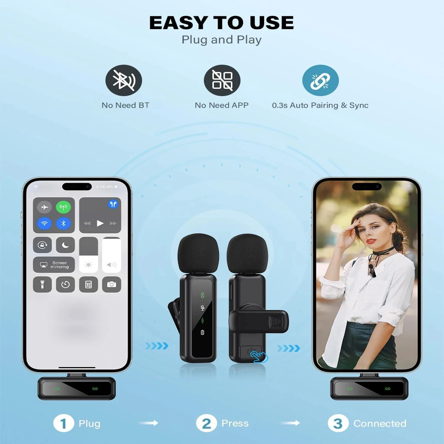 Lavalier Wireless Microphone 8 - Rechargeable Wireless Mic Lithium Battery 评论和价格